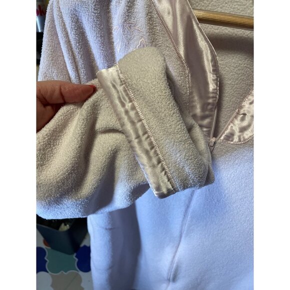 Miss Elaine Light Pink Embroidered Full Zip Collarless Robe Sz XL - Picture 4 of 7